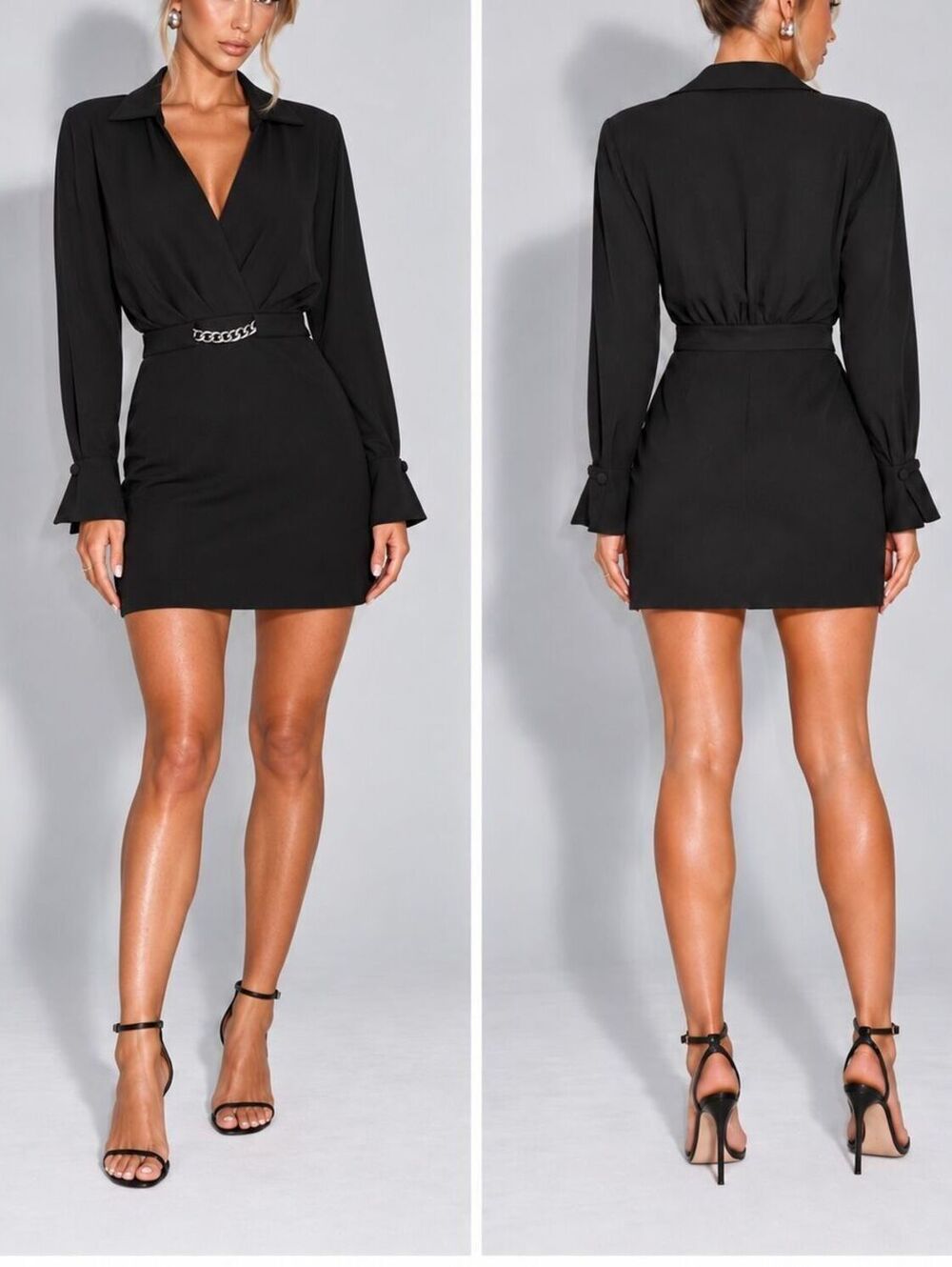 NWT THE KOOPLES Euro Chain Waist Mini Dress Parisian Quiet Luxury Cocktail XS